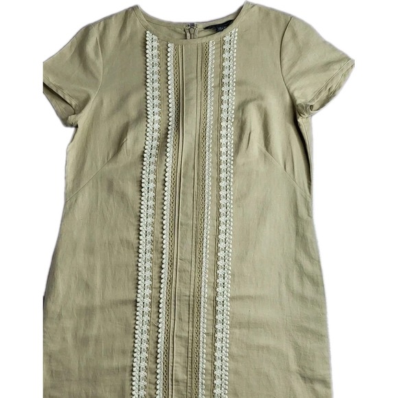 Brooks Brothers Dresses & Skirts - Brooks Brothers‎ Size 6 Beige Linen Cotton Cottagecore Crochet Dress.